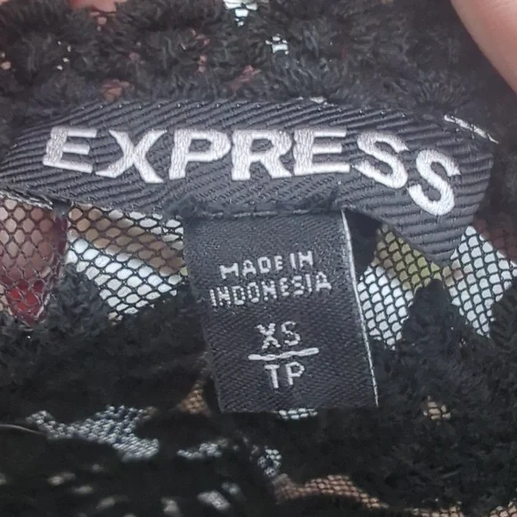Vintage Y2K Express Black Lace Over Mesh Top - Picture 4 of 5